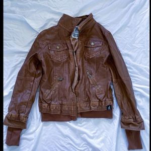 Brown Faux Leather Jacket